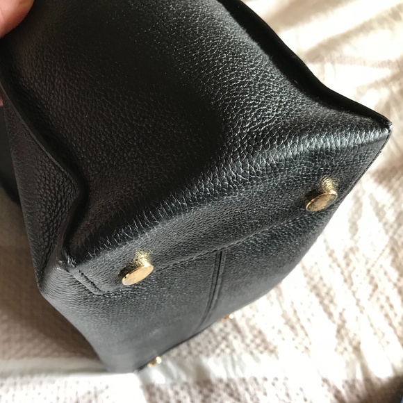 Michael Kors Black Leather Purse Tote with Fur Pom Pom - Picture 7 of 10